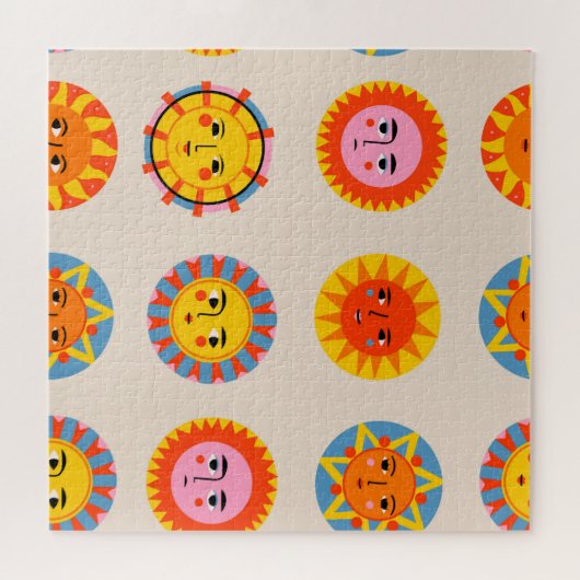 Puzzle soleils Abstraits : motif sans couture ethnique. (Horizontal)