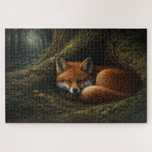 Puzzle Sommeil profond en forêt   Art du renard rouge   P