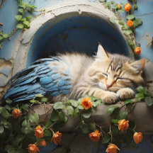 Sommeil Tan Tabby Demi Kitten Demi-Oiseau