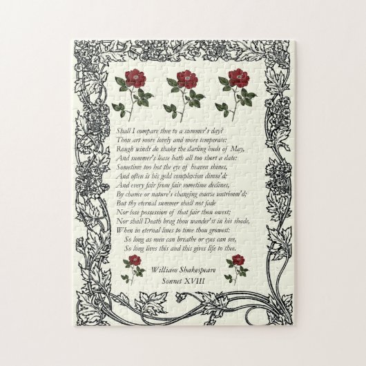 Puzzle Sonnet # 18 par William Shakespeare (Vertical)