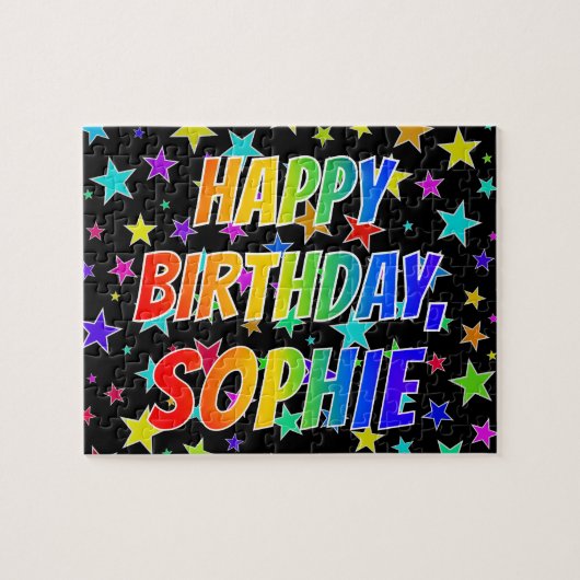 Puzzle "SOPHIE" Prénom, Amusant "HEUREUX ANNIVERSAIRE" (Horizontal)