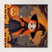 Puzzle Sorcier adorable dans un décor d'Halloween avec de (Horizontal)