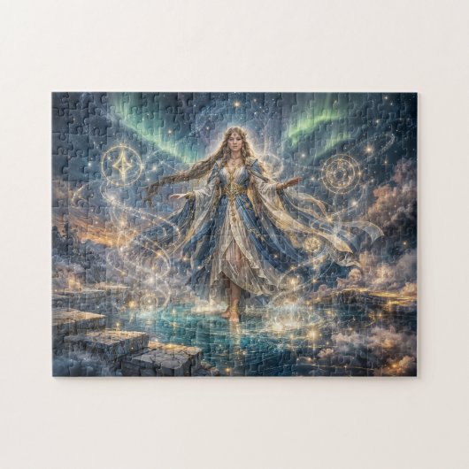 Puzzle Sorcière Céleste Mystique Fantastique Dorée (Horizontal)