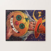Puzzle Sorcière de Halloween avec le citrouille drôle (Horizontal)