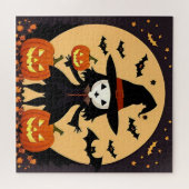 Puzzle Sorcière d'Halloween avec citrouilles (Horizontal)
