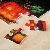 Puzzle Sorcière d'Halloween et citrouille (Côté)
