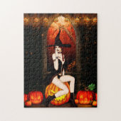 Puzzle Sorcière d'Halloween et citrouille (Vertical)
