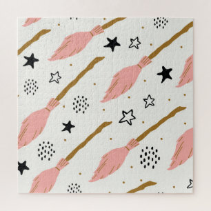 Puzzle Sorcière école Motif de doodle magique