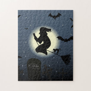 Puzzle Sorcière éffrayante et chauves-souris