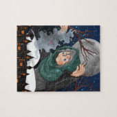 Puzzle Sorcière effrayante & Maison hantée Halloween🌙 (Horizontal)