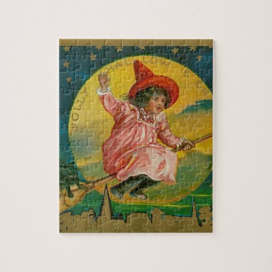 Puzzle Sorcière gaie de cru de Halloween (Vertical)