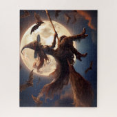 Puzzle Sorcière Steampunk Halloween Vol au Clair de Lune (Vertical)