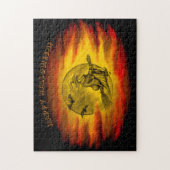 Puzzle Sorcière volante avec chat noir, nuit halloween (Vertical)