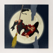 Puzzle Sorcière volante, Lune et Chat noir (Horizontal)
