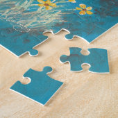 Puzzle Souris blanche avec les fleurs et le papillon (Côté)
