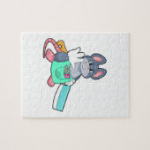 Puzzle Souris comme coiffeur avec ciseaux et comble (Horizontal)