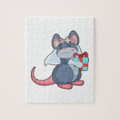 Puzzle Souris comme mariée avec voile et cadeau.PNG (Vertical)