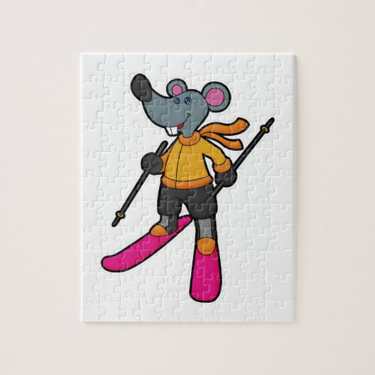 Puzzle Souris comme skieur avec ski (Vertical)