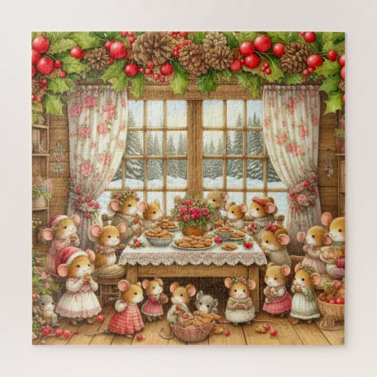 Puzzle Souris de famille à Noël (Vertical)