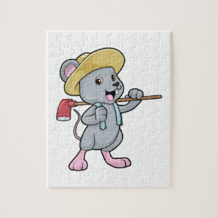 Puzzle Souris en fermier avec Ax et Casquette