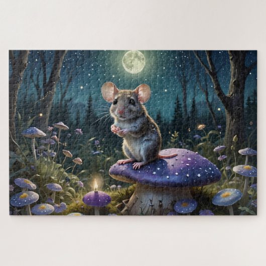 Puzzle Souris mûre au champignon au clair de lune (Horizontal)