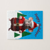 Puzzle - Souris Père Noël en scène hivernale (Horizontal)
