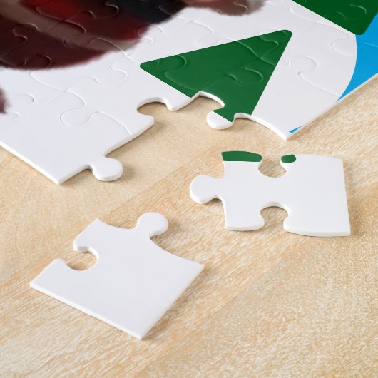 Puzzle - Souris Père Noël en scène hivernale (Côté)