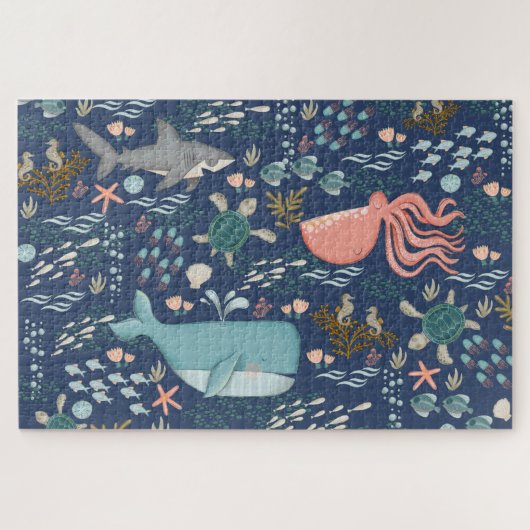 Puzzle Sous la mer Aquarelle Océan Animaux Art (Horizontal)