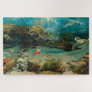 Puzzle Sous la mer/dauphins de l'océan/tortue de mer/dess