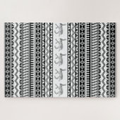 Puzzle Southwest Black and White Rabbit Geometric Pattern (Horizontal)
