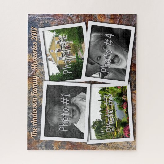 Puzzle Souvenirs de famille 4 photos faites sur commande (Vertical)