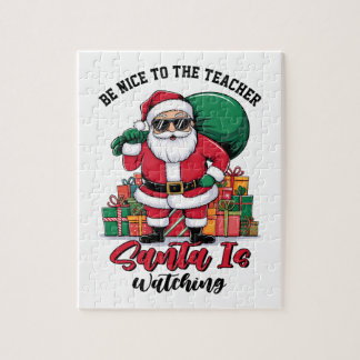 Puzzle Soyez gentil avec l'enseignant le Père Noël regard