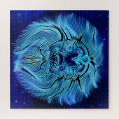 Puzzle Soyez un roi, soyez un lion, bleu, signe du zodiaq (Horizontal)