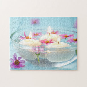 Puzzle Spa élégant Bougies et fleurs flottantes