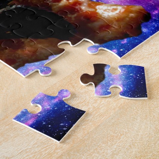 Puzzle Space cat couché sur une pizza (Côté)