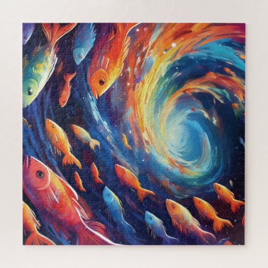 Puzzle Space themed art with fish (Horizontal)