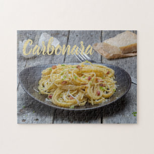 Puzzle Spaghetti Carbonara Pasta avec Bacon et Parmesan