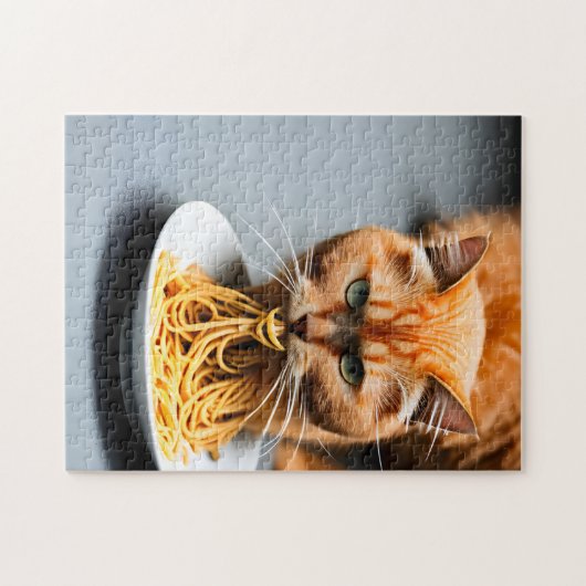 Puzzle Spaghetti mangeant des chats de gingembre (Horizontal)