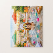 Puzzle Spaniel dans un bassin de bien-être (Vertical)