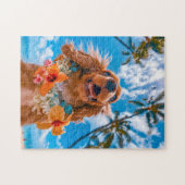 Puzzle Spaniel Selfie sur une plage tropicale (Horizontal)