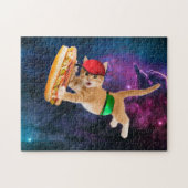 Puzzle Spatiale chat avec casquette et sac à dos (Horizontal)