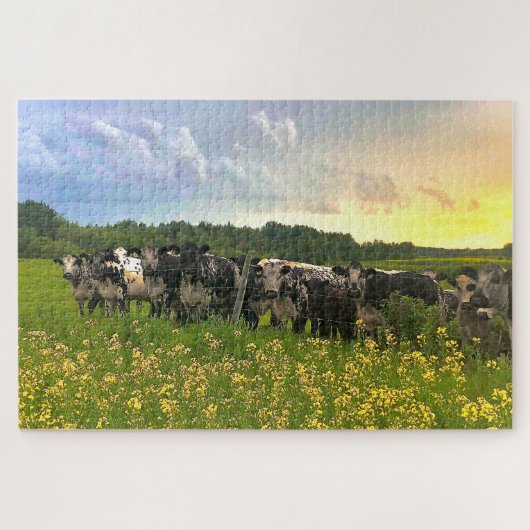 Puzzle Speckle Park Cattle Under Rain Show, Sunset Sky (Horizontal)