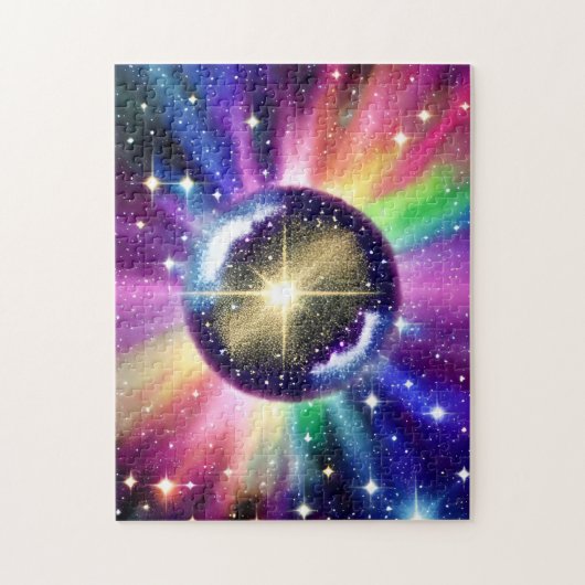 Puzzle Sphère de disco miroir arc-en-ciel dans l'espace (Vertical)