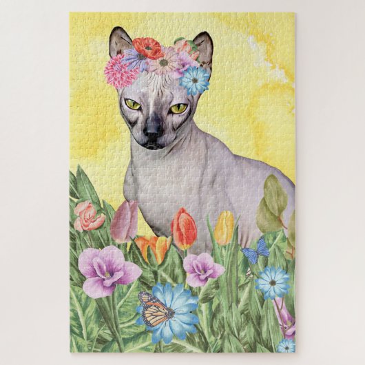 Puzzle Sphynx cat flowers (Vertical)