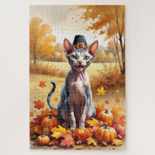 Puzzle Sphynx Chat À L'Automne Quitte L'Art Thanksgiving