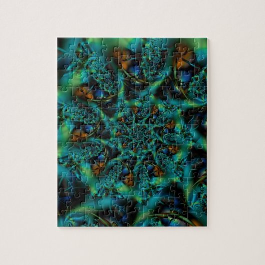 Puzzle Spike | Art fractal bleu et vert (Vertical)