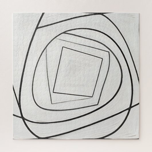 Puzzle Spirale carrée abstraite noir et blanc (Vertical)