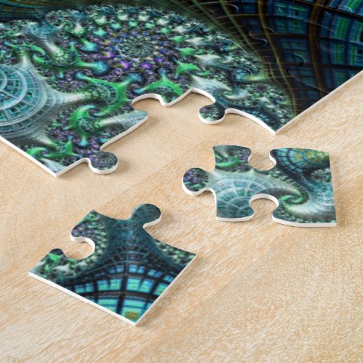 Puzzle Spirales architecturales fractales bleues (Côté)