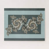 Puzzle Spirales d'art fractal beige abstrait bleu clair (Horizontal)