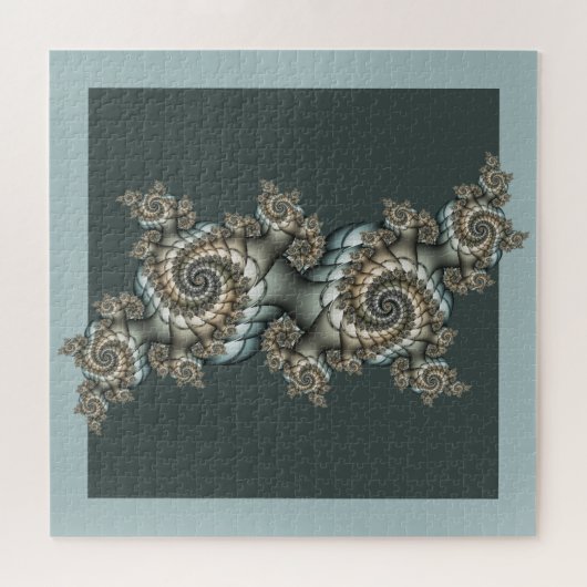 Puzzle Spirales d'art fractal beige bleu clair abstrait (Horizontal)